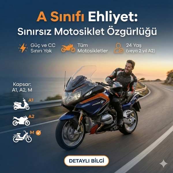 A Sınıfı Ehliyet (600 cc üzeri motosiklet) görseli