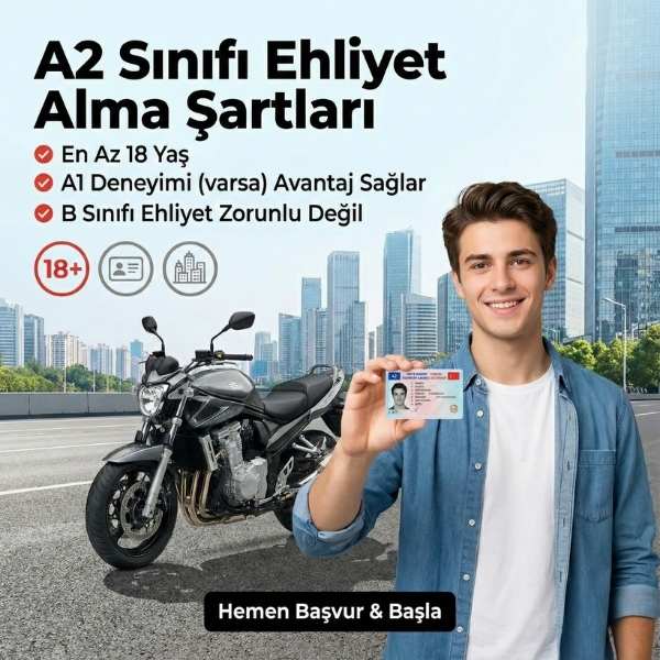 A2 Sınıfı Ehliyet (600 cc ye kadar motosiklet) görseli